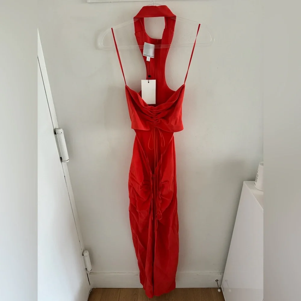 NWT Christopher Esber Reversed halter disconnect ruched dress - Picture 5 of 9